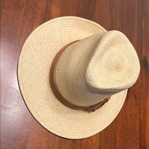 Ultrafino Tan Straw Hat with Black Band